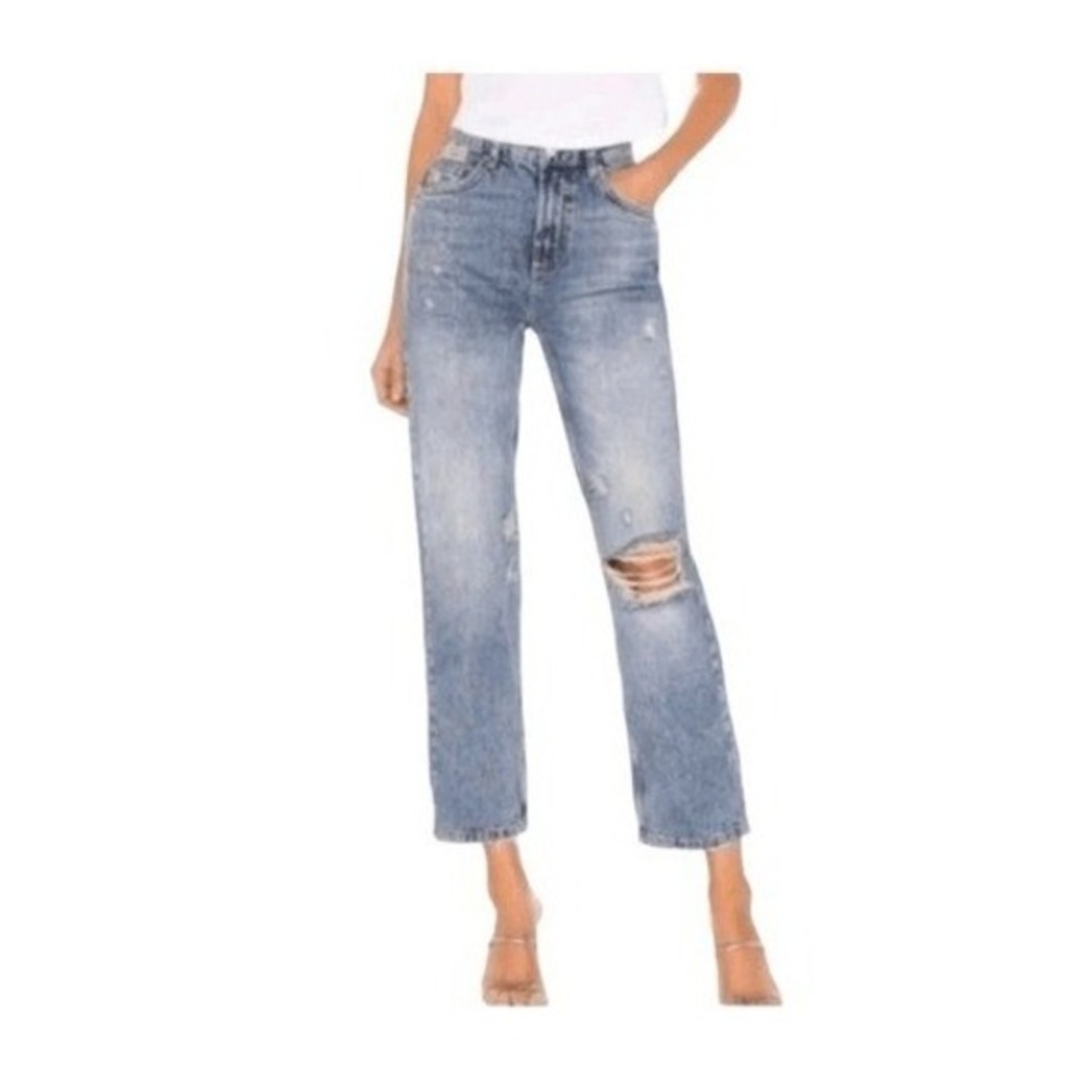Free‎ People We The Free Dakota Straight Leg Jeans Blue Medium Wash Denim 26